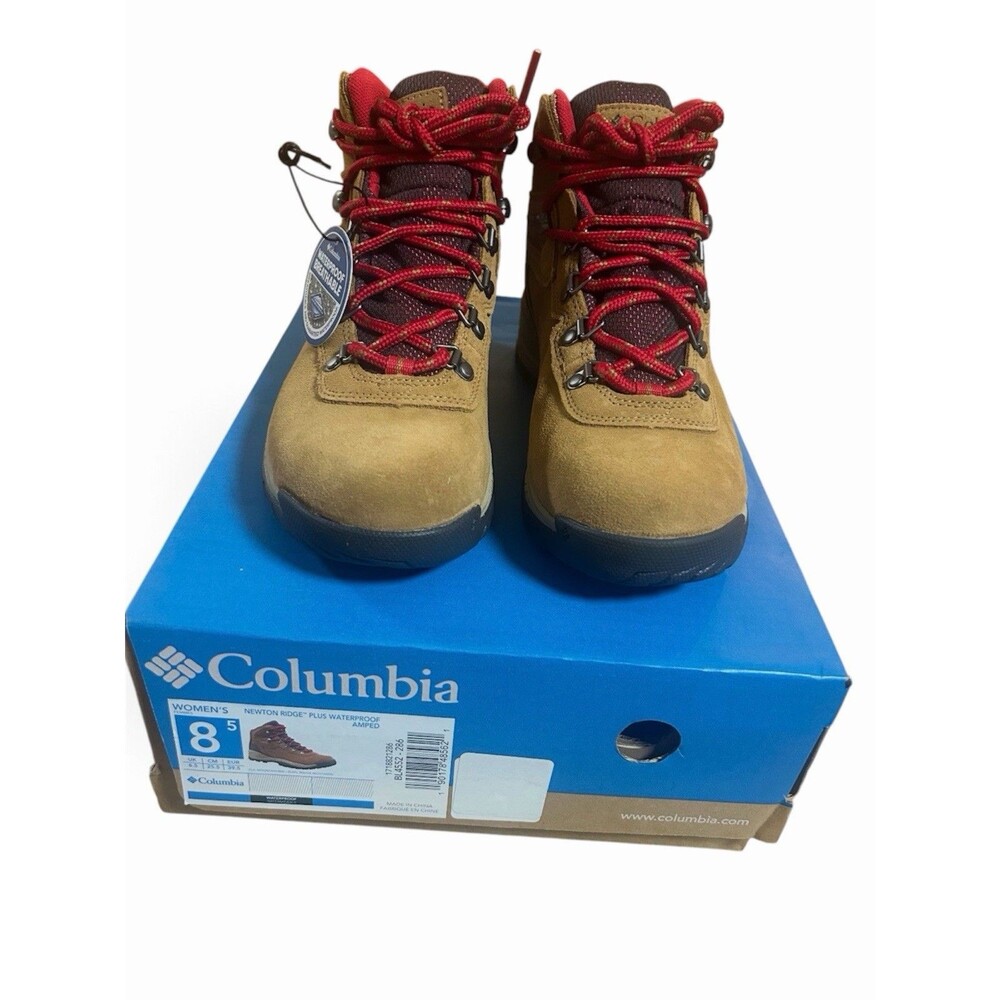 Columbia Women's Newton Ridge Plus Waterproof Amped, Elk/Mountain Red, 8.5
